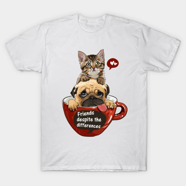 So cutest Cat and Dog T-Shirt by JOUD_EH